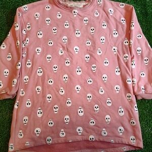 Pink Skull Patterned Sweatshirt Size 12-14